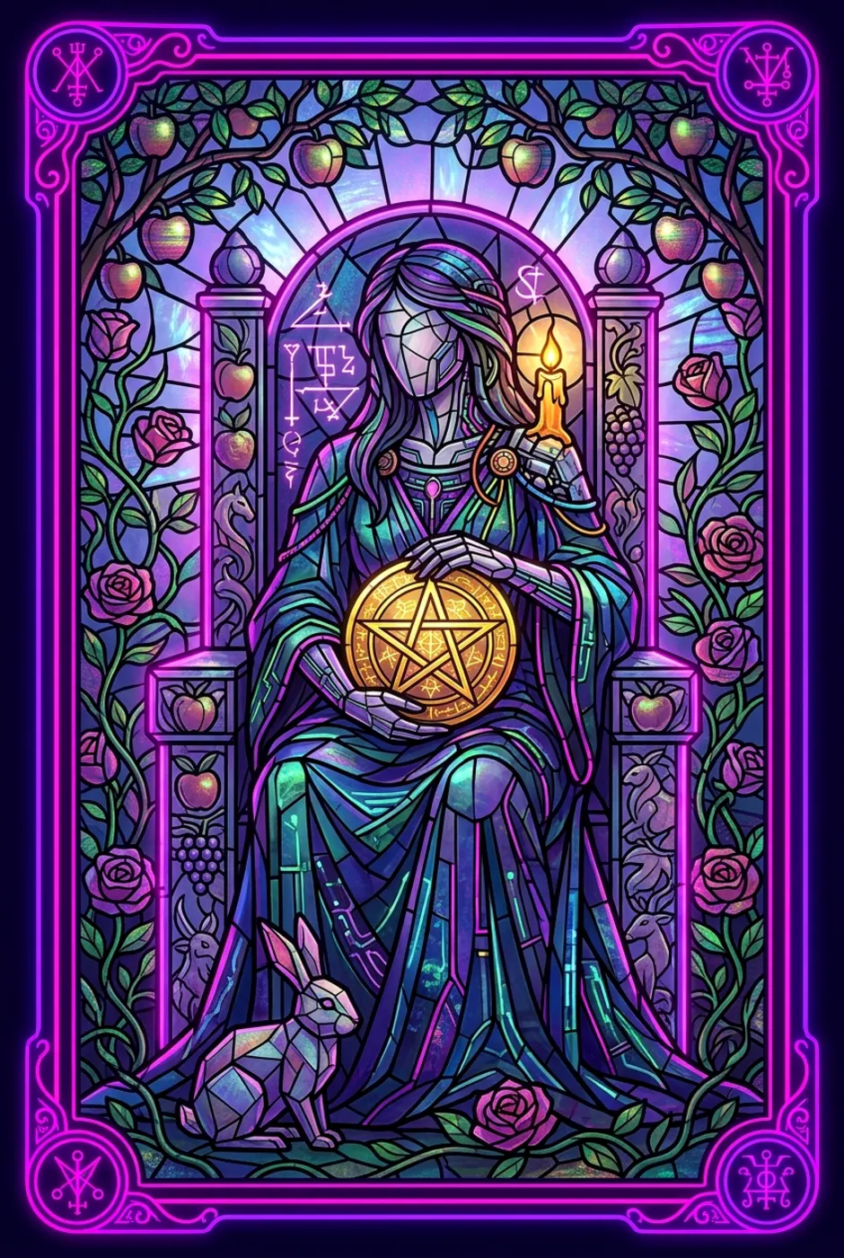 Queen of Pentacles, reversed, a Core tarot card