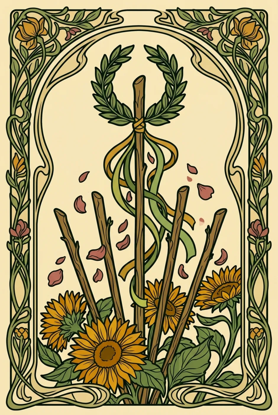 Six of Wands, upright, a L'Heure Verte tarot card