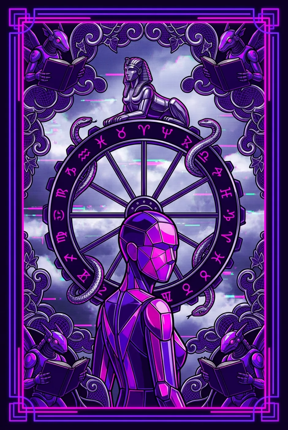 Wheel of Fortune, reversed, a Overclock tarot card