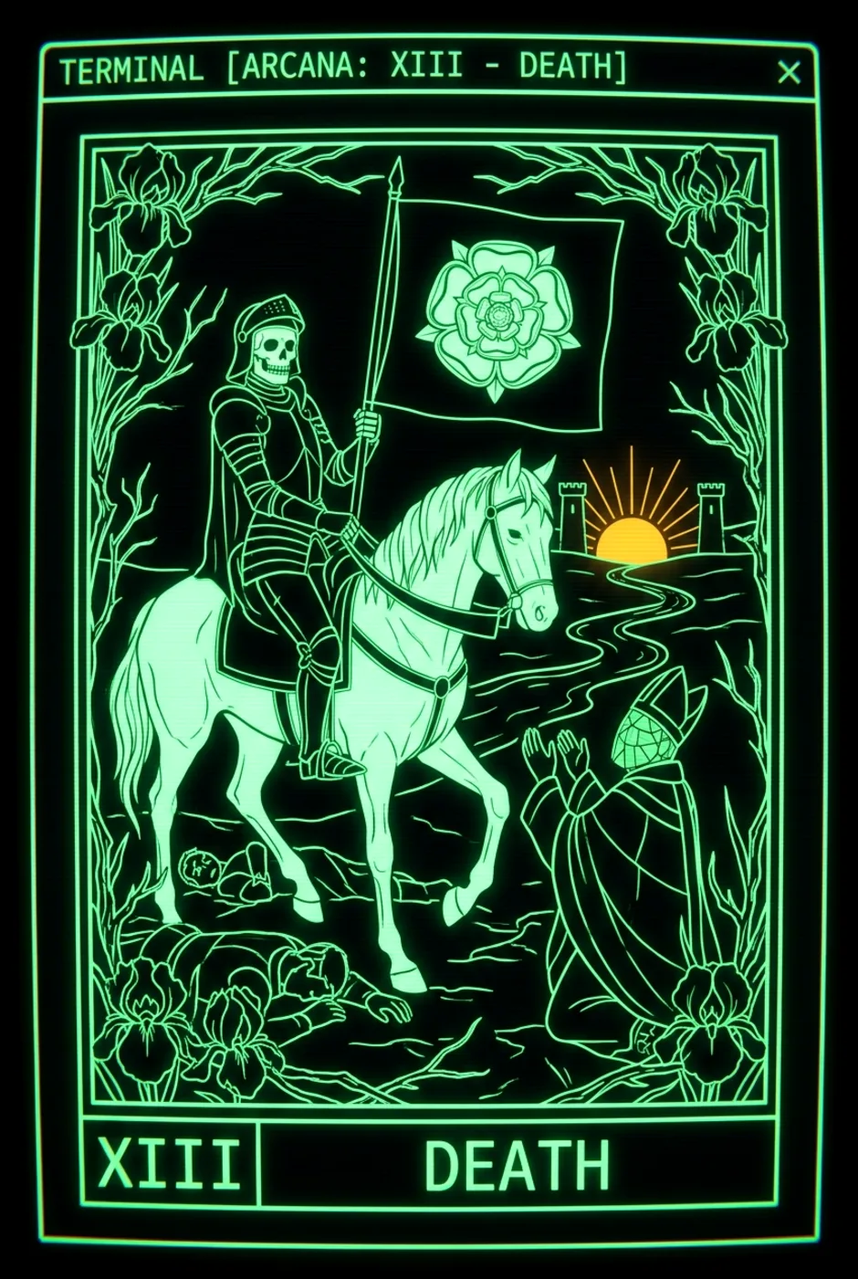 Death, reversed, a Phosphor tarot card