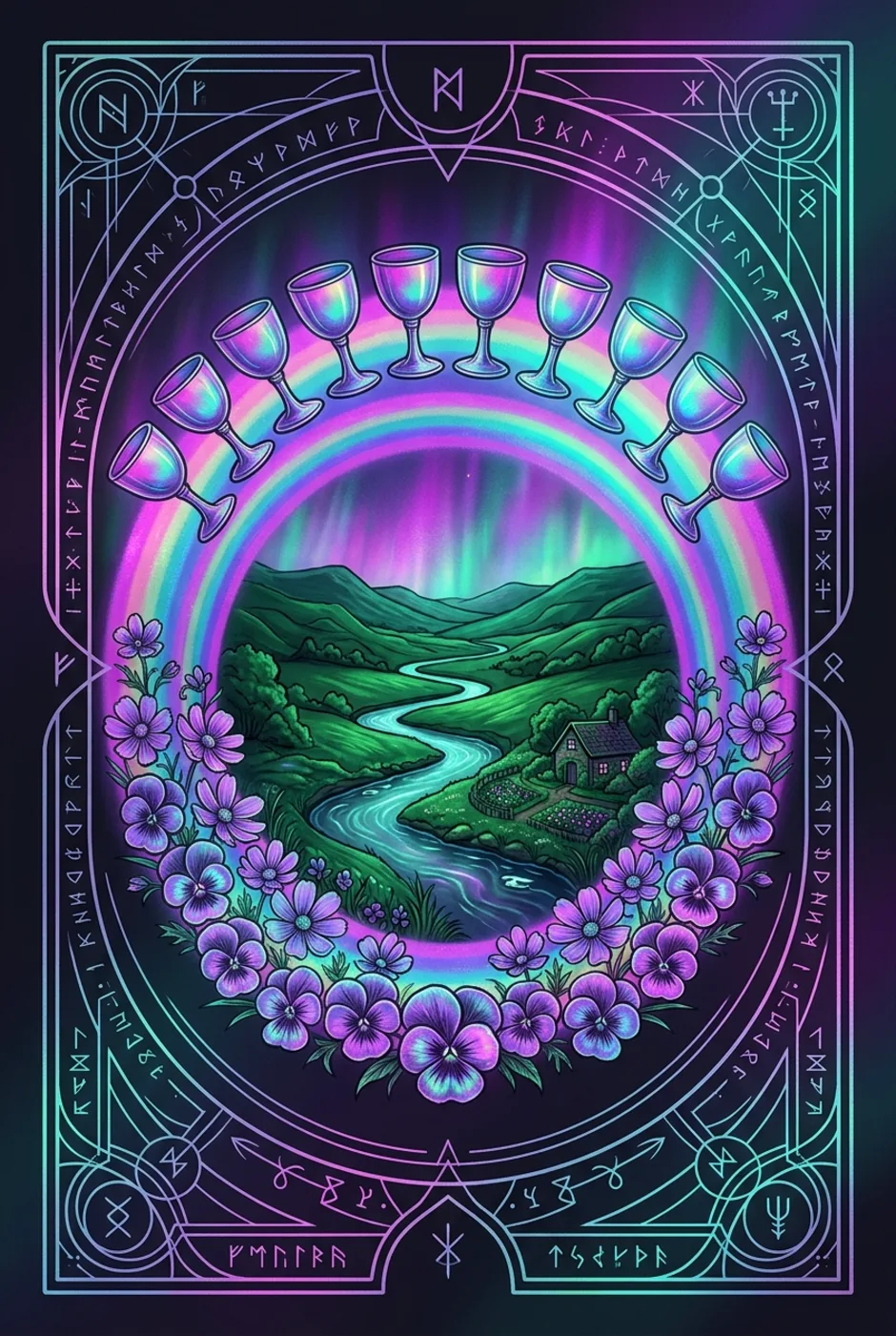 Ten of Cups, upright, a Witching tarot card