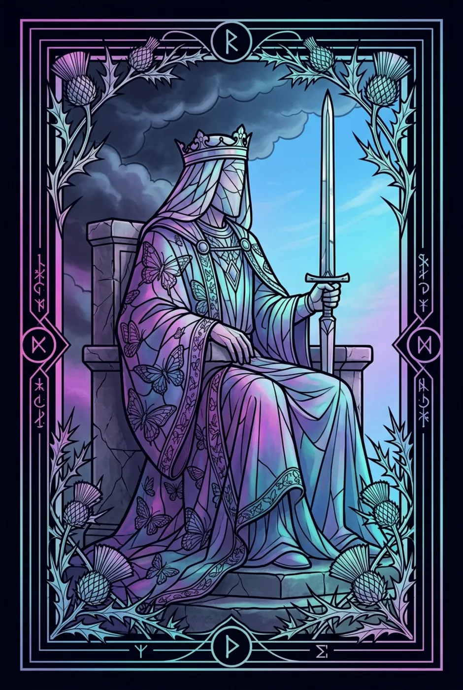 King of Swords, upright, a Witching tarot card